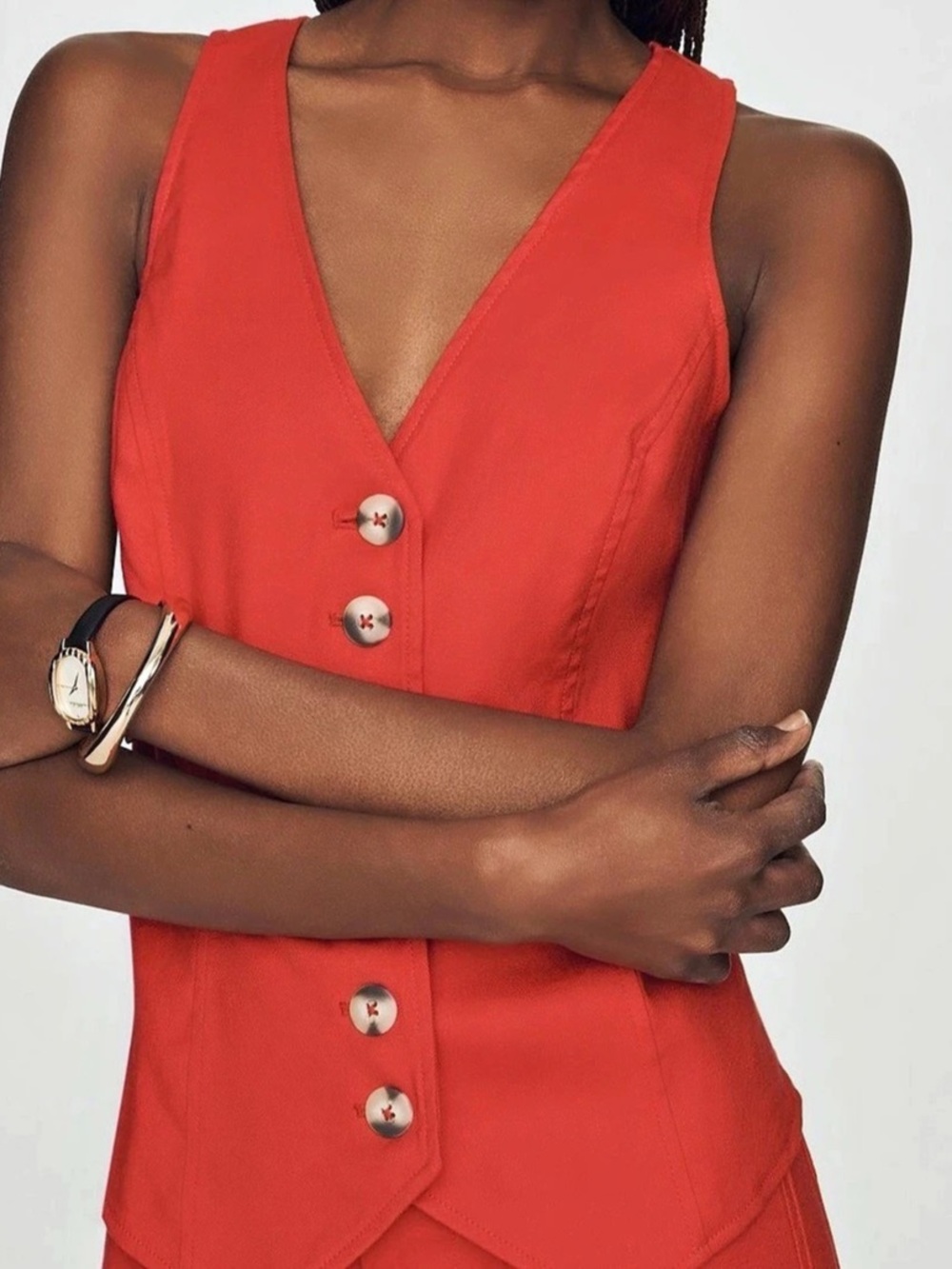 Anthropologie Halsey linen stretch button front vest top - Picture 2 of 4